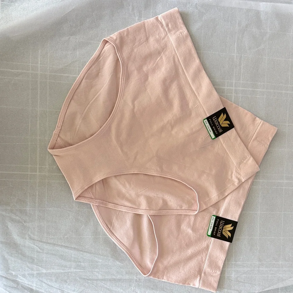 Four Wacoal High-Waisted Panties in Navy Denim Blue and Blush - Picture 3 of 7